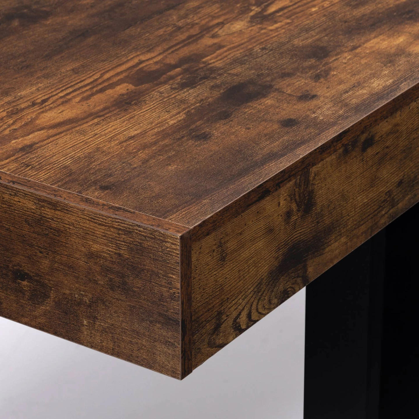 Table à manger rectangle PHOENIX 8 personnes bois effet vieilli et noir 200 cm