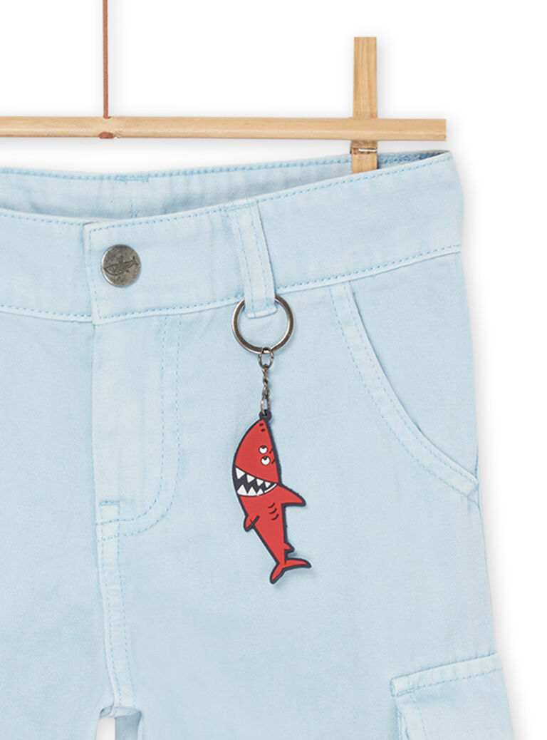Bermuda bleu givré à porte-clés requin