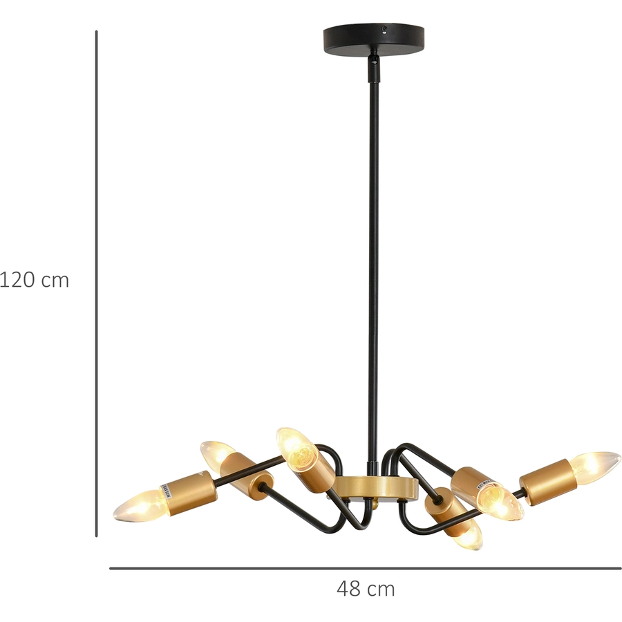 HOMCOM Hängeleuchte im Industrie-Design Schwarz, Gold