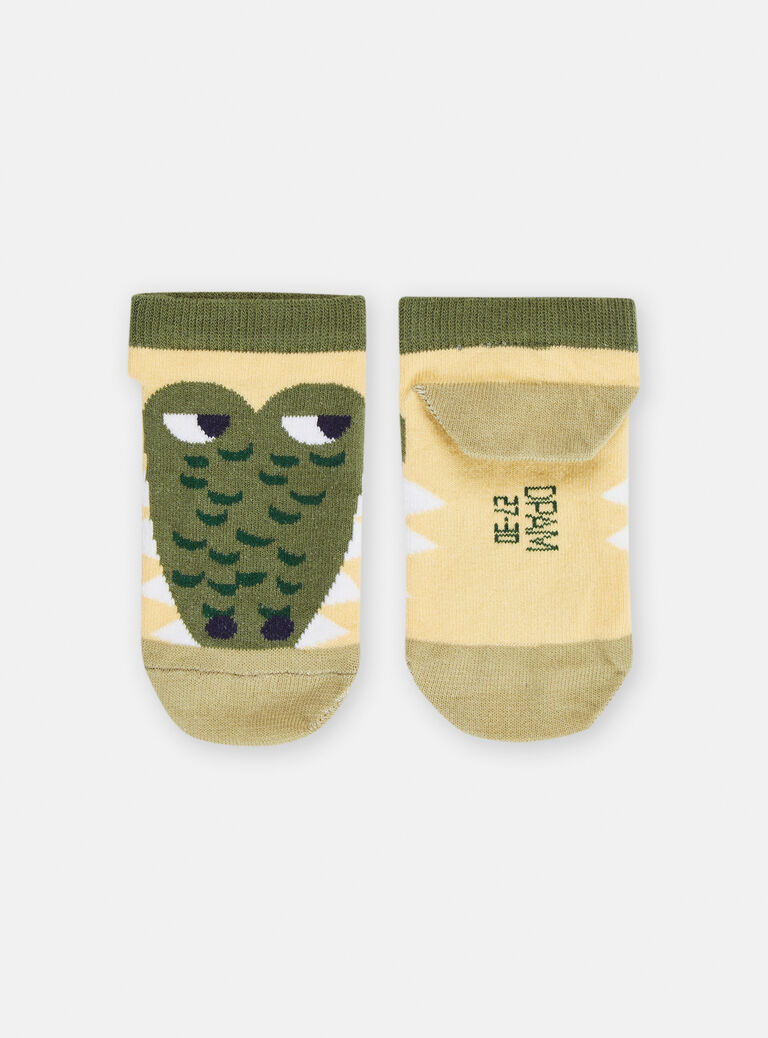 Socquettes jaune et kaki à motif crocodile pour garçon