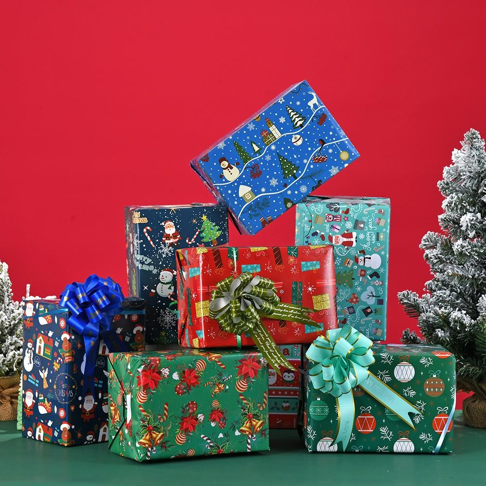 (6er Set) 70x50cm Christmas Geschenkpapier mit Weihnachtsmotiv - Christbaum Kugel