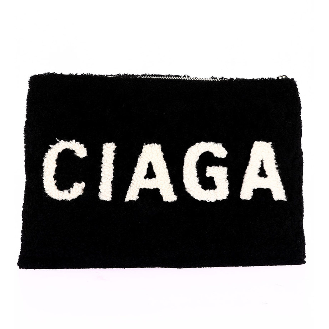 Balenciaga Pochette en Fausse Fourrure noire - Neuf avec étiquette - 34x1 cm