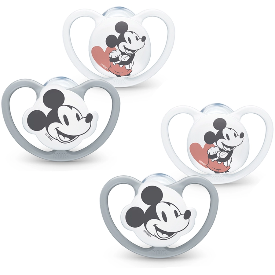 NUK Schnuller Space  Mickey 0-6 Monate, 4 Stk. in grauweiß
