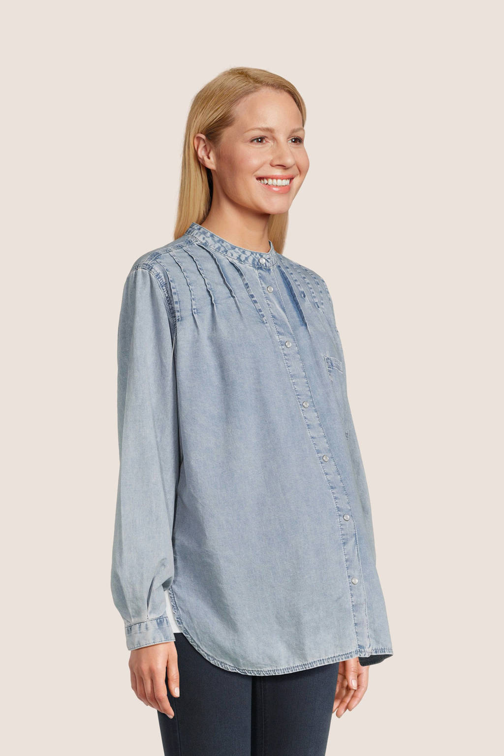 LOVE2WAIT denim zwangerschapsblouse light blue denim
