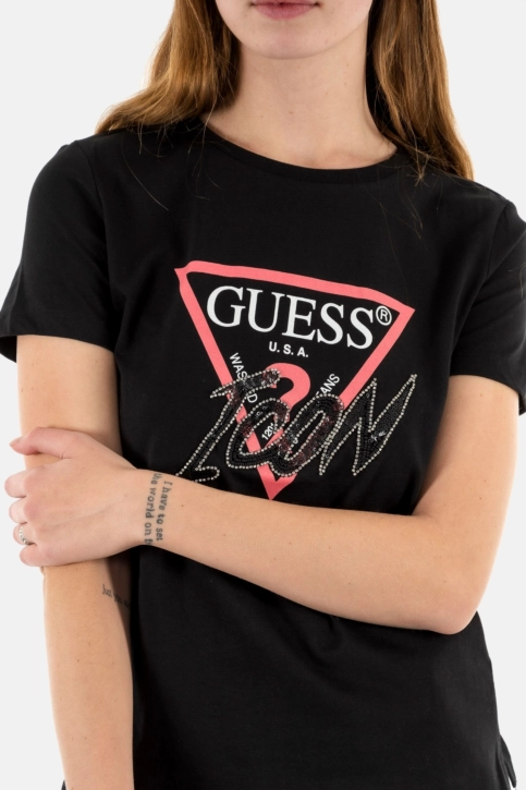 tee shirt guess jeans cn icon jblk jet black a996