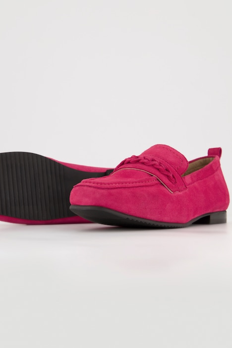 Leder-Loafer, Flechtriemen, Wechselfußbett, Weite H