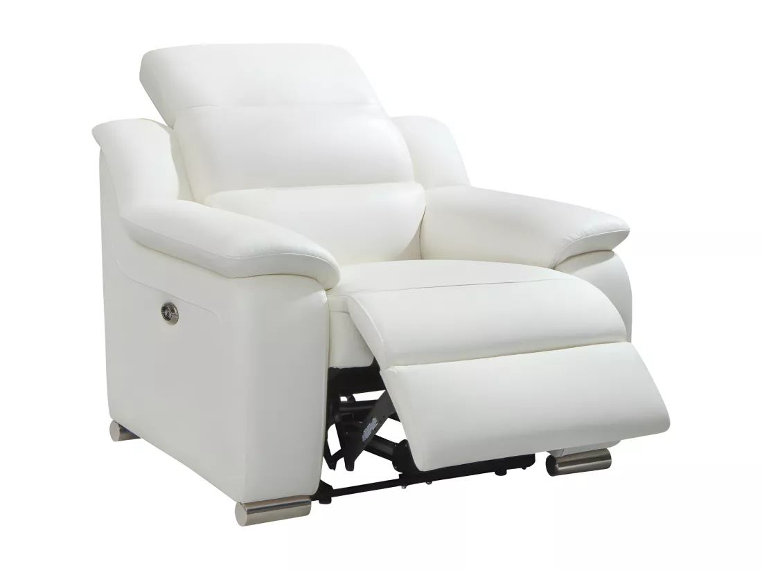 Fauteuil relax électrique en cuir blanc ARENA III