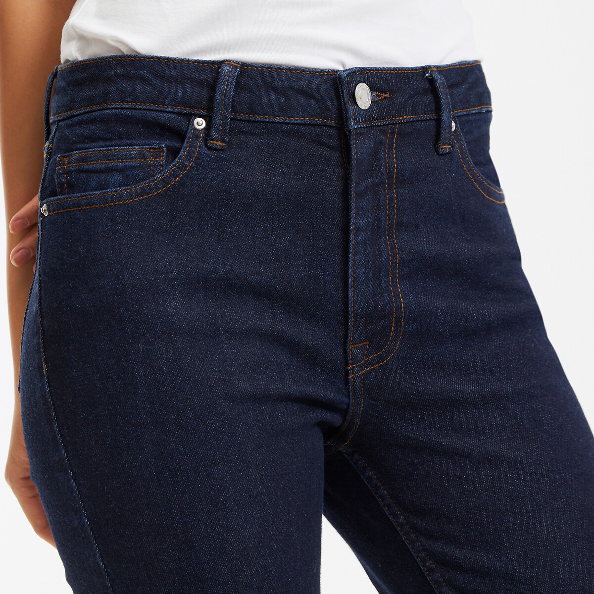 COLEÇÃO LA REDOUTE<br>Calça jeans slim curta, cintura alta