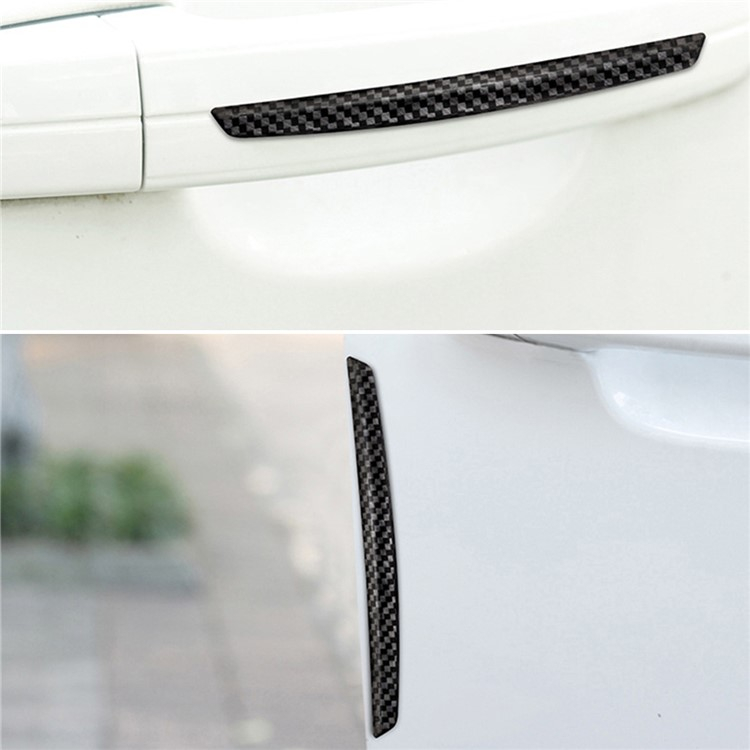 (4er Set) Auto Tür Schutz Spiegel Lack Schutzaufkleber Streifen im Carbon Look - Schwarz
