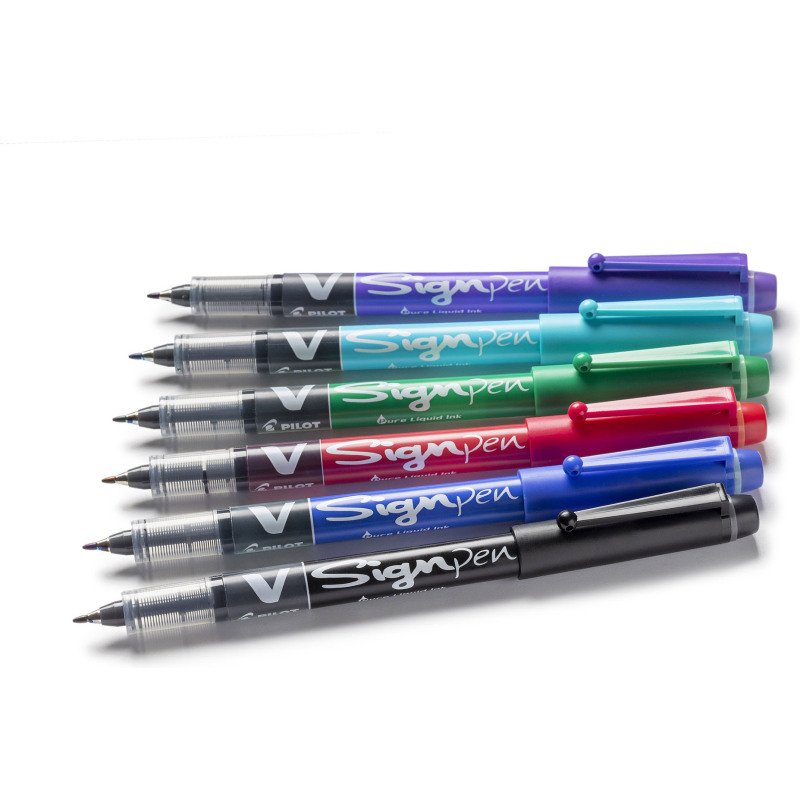 Stylo feutre Pilot V-Sign Pen écriture moyenne - Pochette de 6 couleurs fun