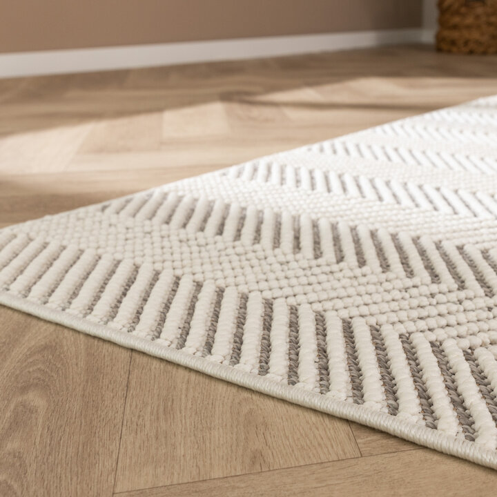 Duurzaam vloerkleed - Lorre Lines Creme/Grijs
