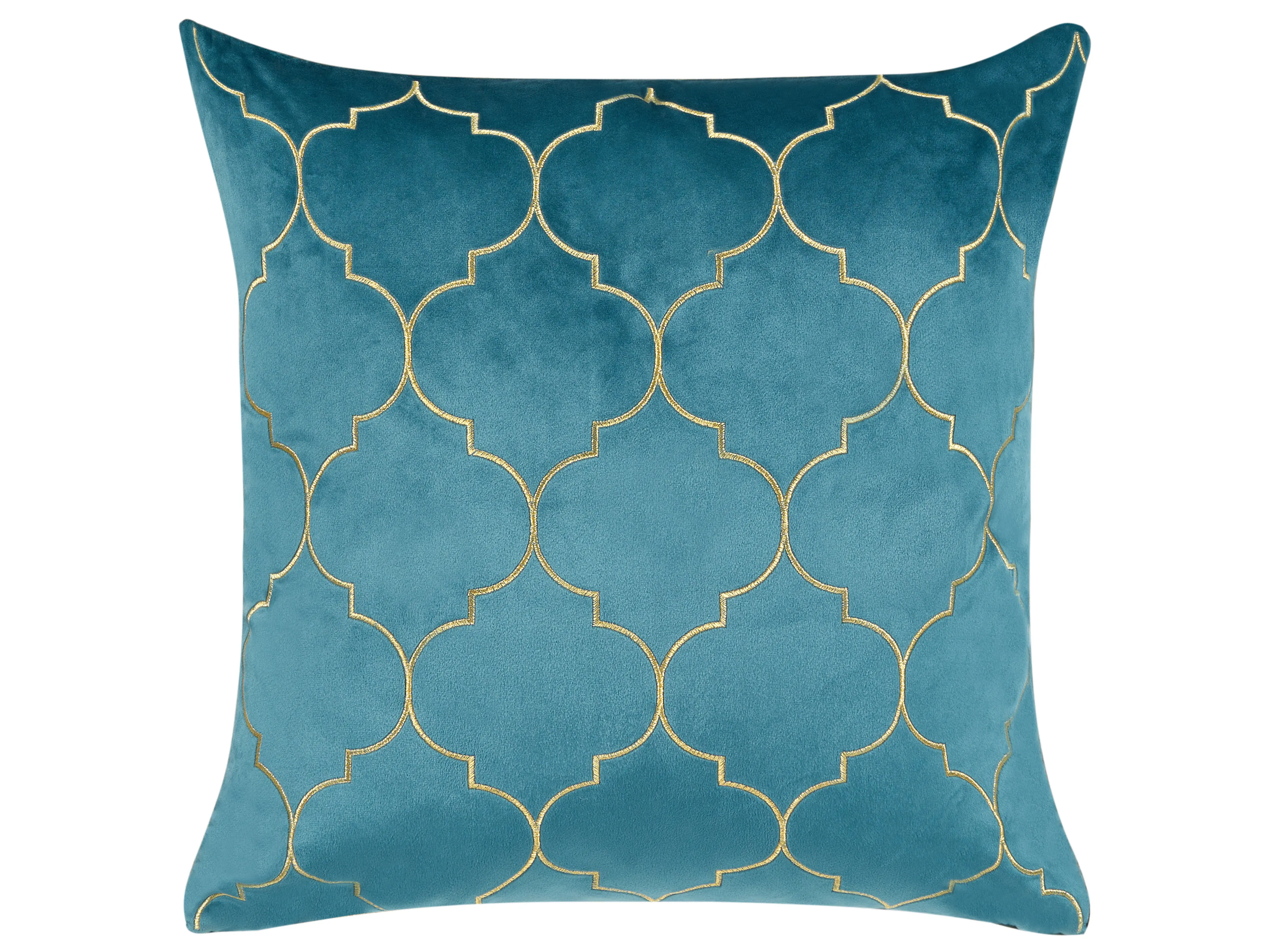Set van 2 sierkussens ALYSSUM Fluweel 45 x 45 cm Blauw trellis-patroon