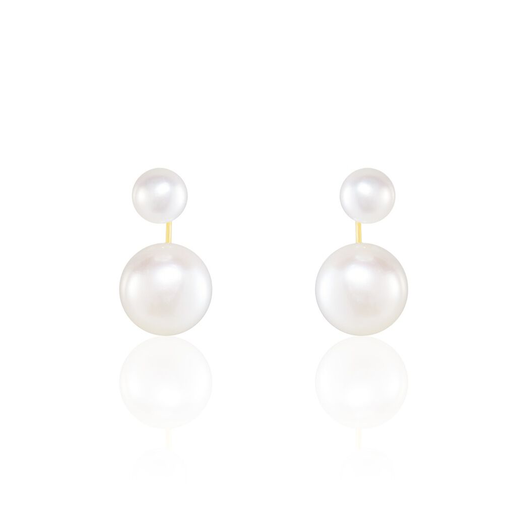 Bijoux D'oreilles Metisse Or Jaune Perle De Culture