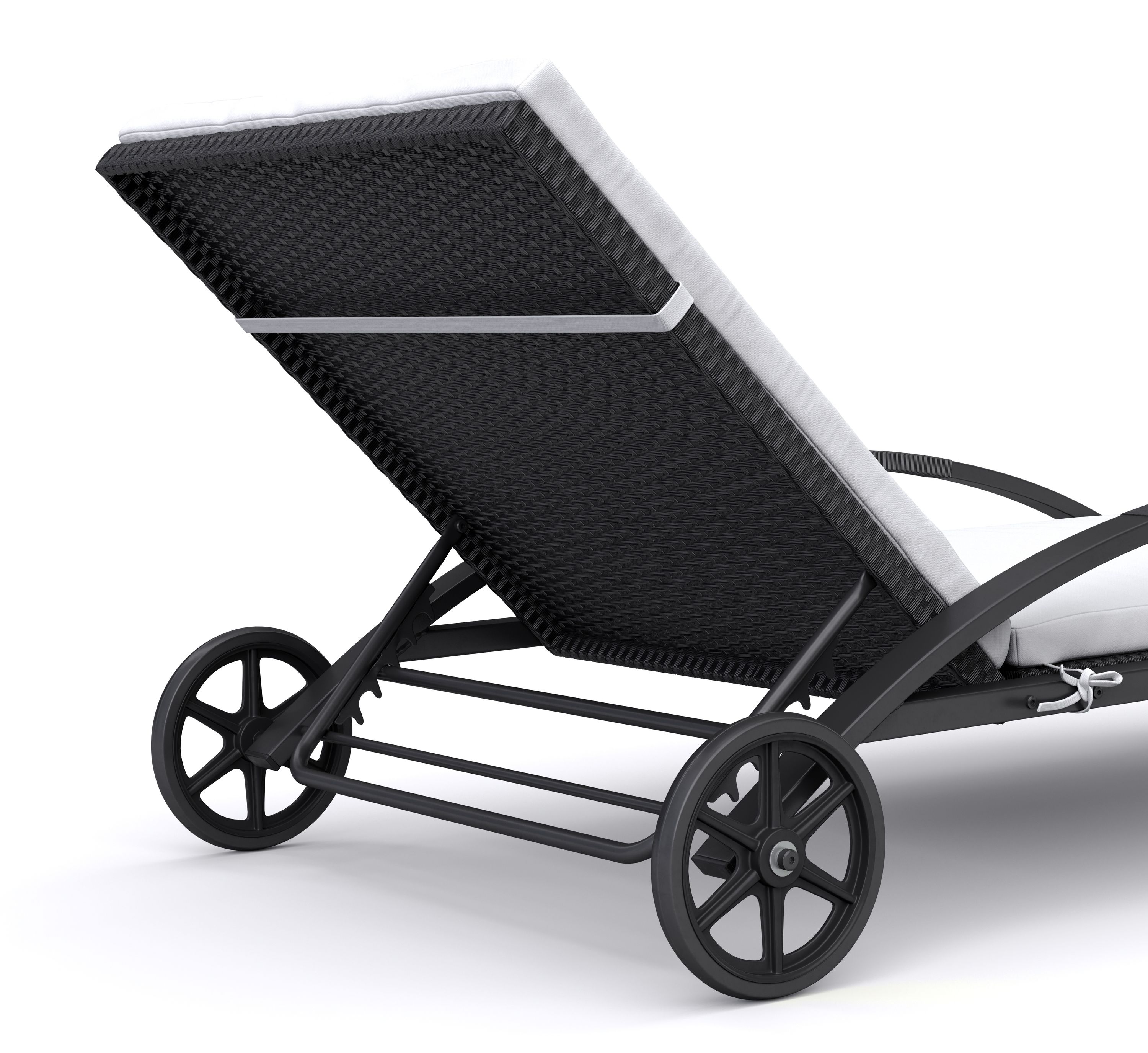 Liegestuhl Rattan LORIS schwarz/weiss