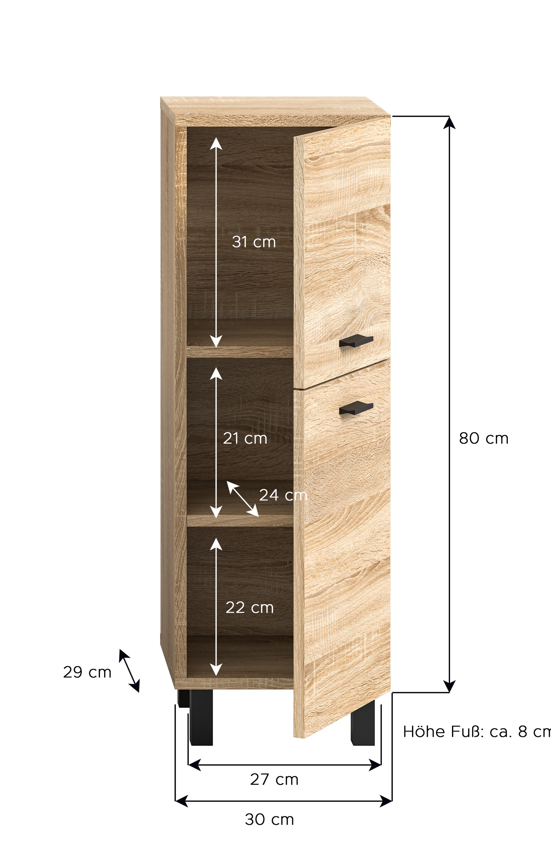 Bad-Midischrank BOSTON braun 80cm