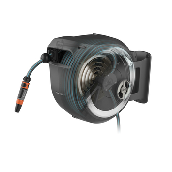 Gardena wandslangenbox Roll Up 35 grijs/wit meter incl. tuinspuit