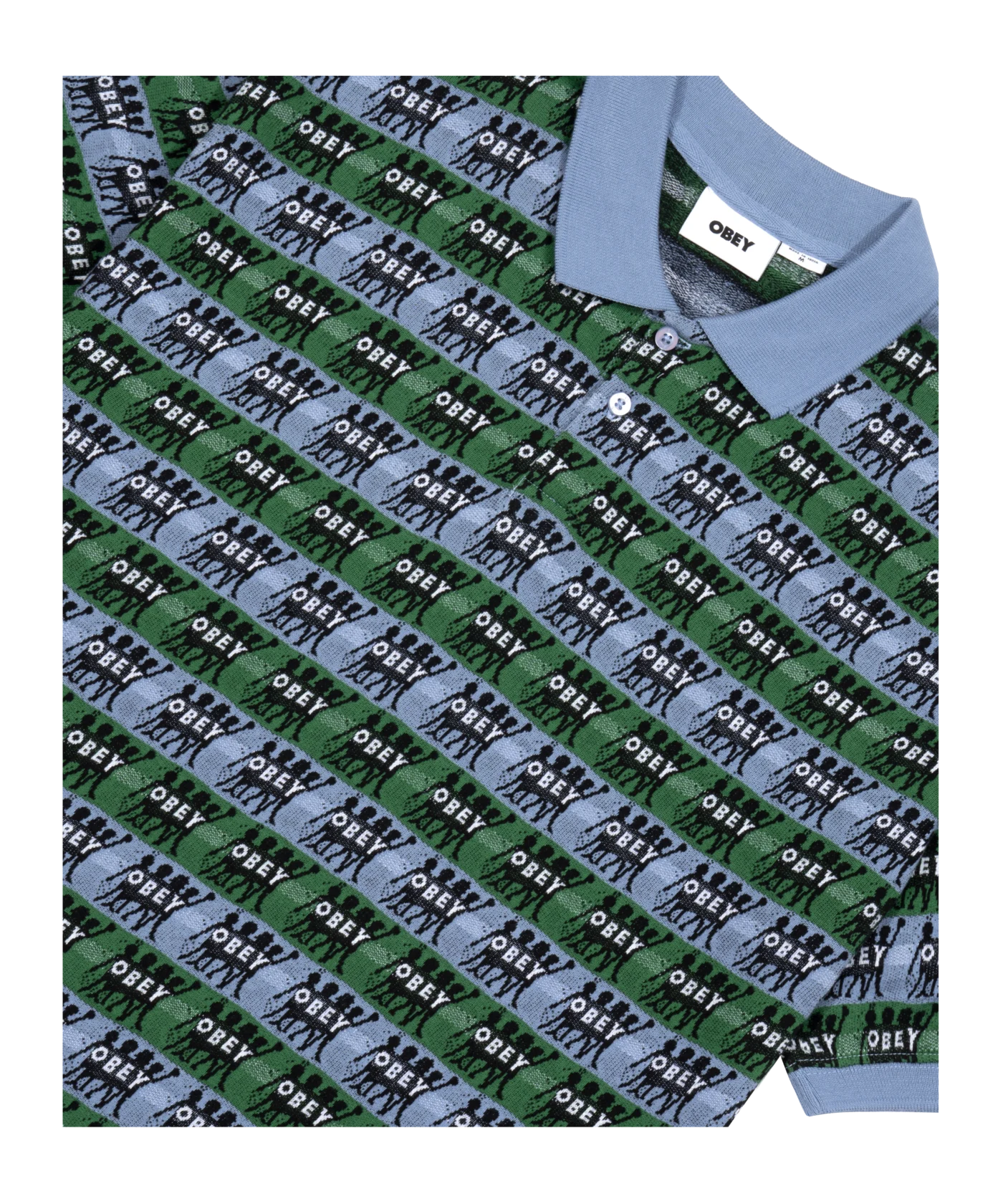 Obey Praise Jacquard Poloshirt Blau Grün
