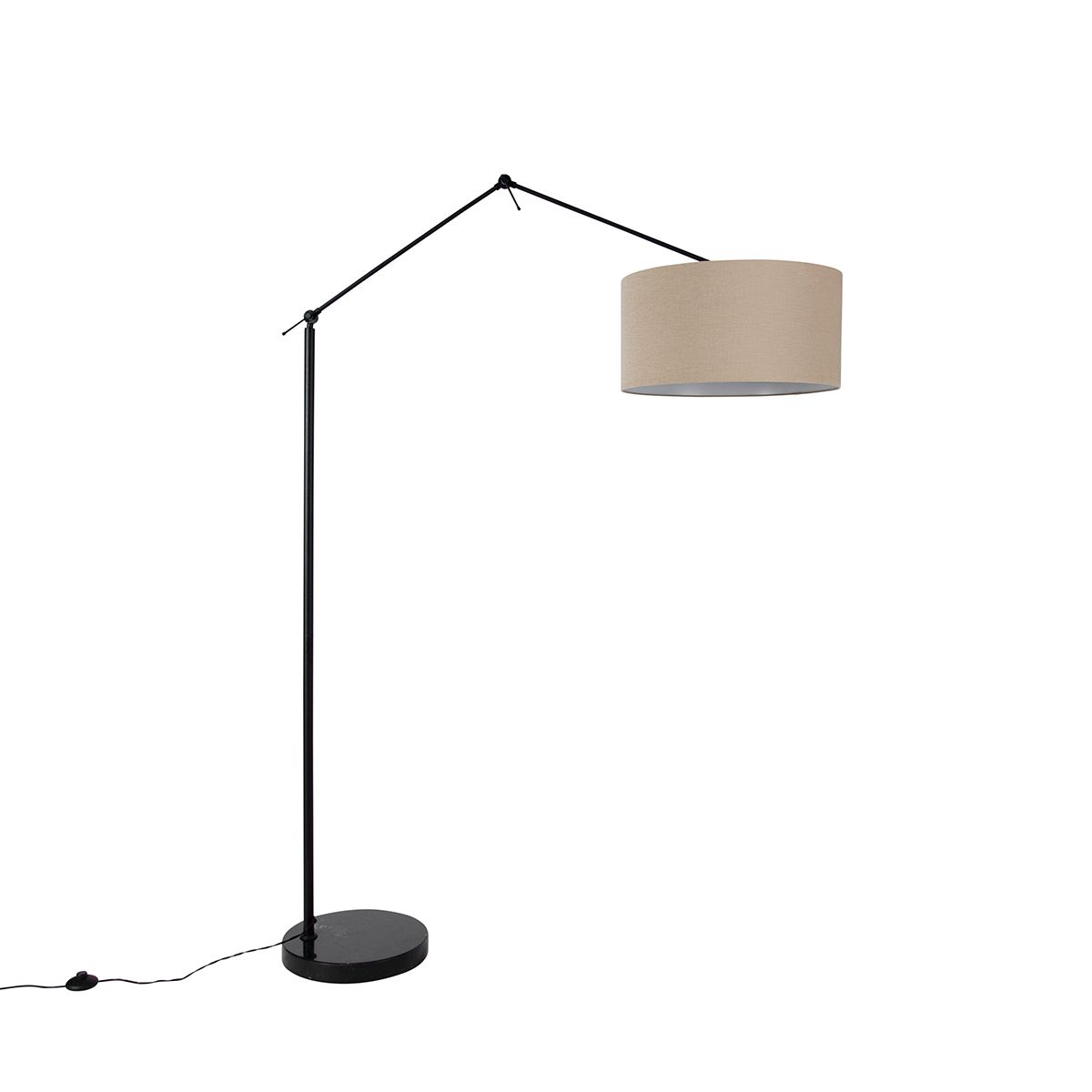 Vloerlamp zwart met kap lichtbruin 50 cm verstelbaar - Editor