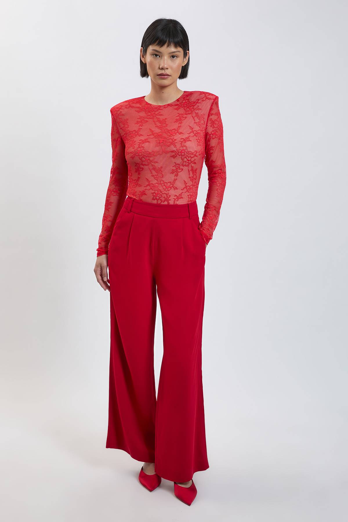 KarenMillen Body En Dentelle À Manches Longues Petite