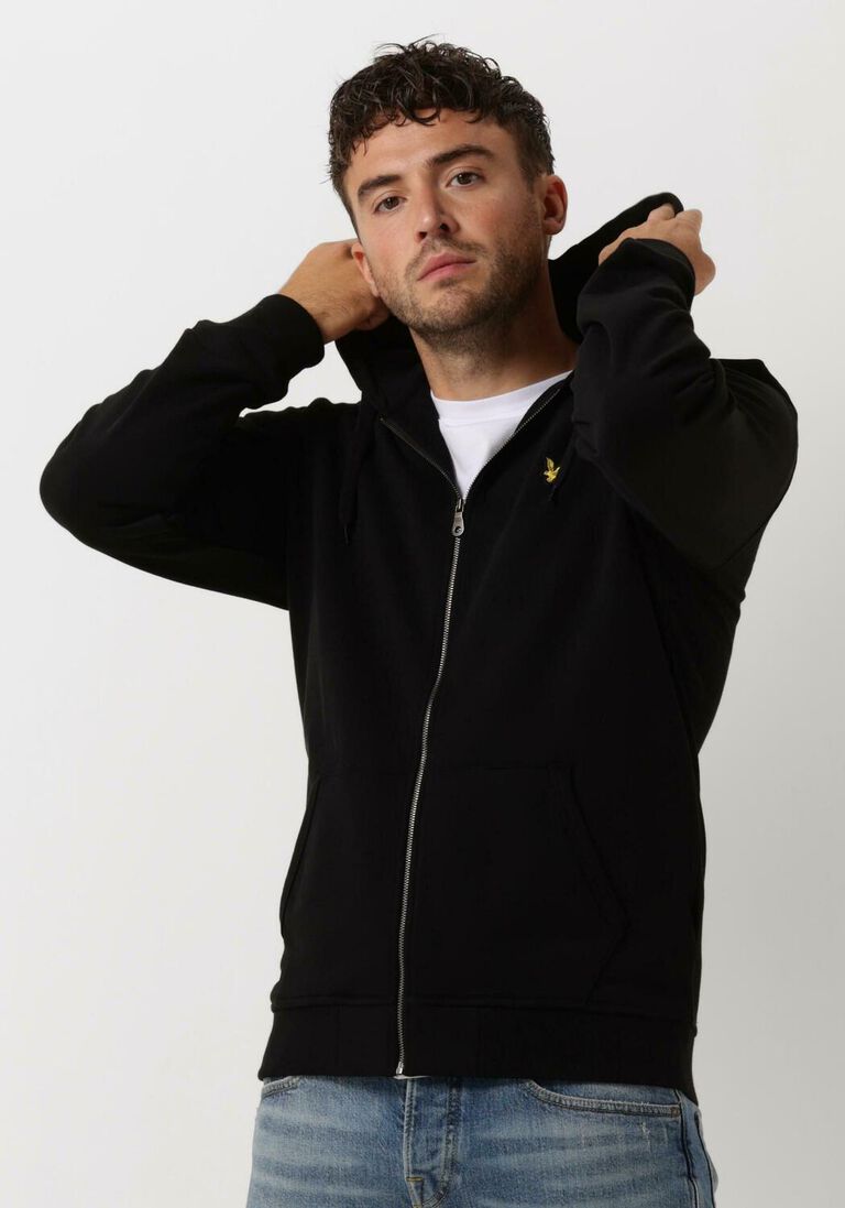 LYLE & SCOTT zwarte lyle & scott trui zip through hoodie