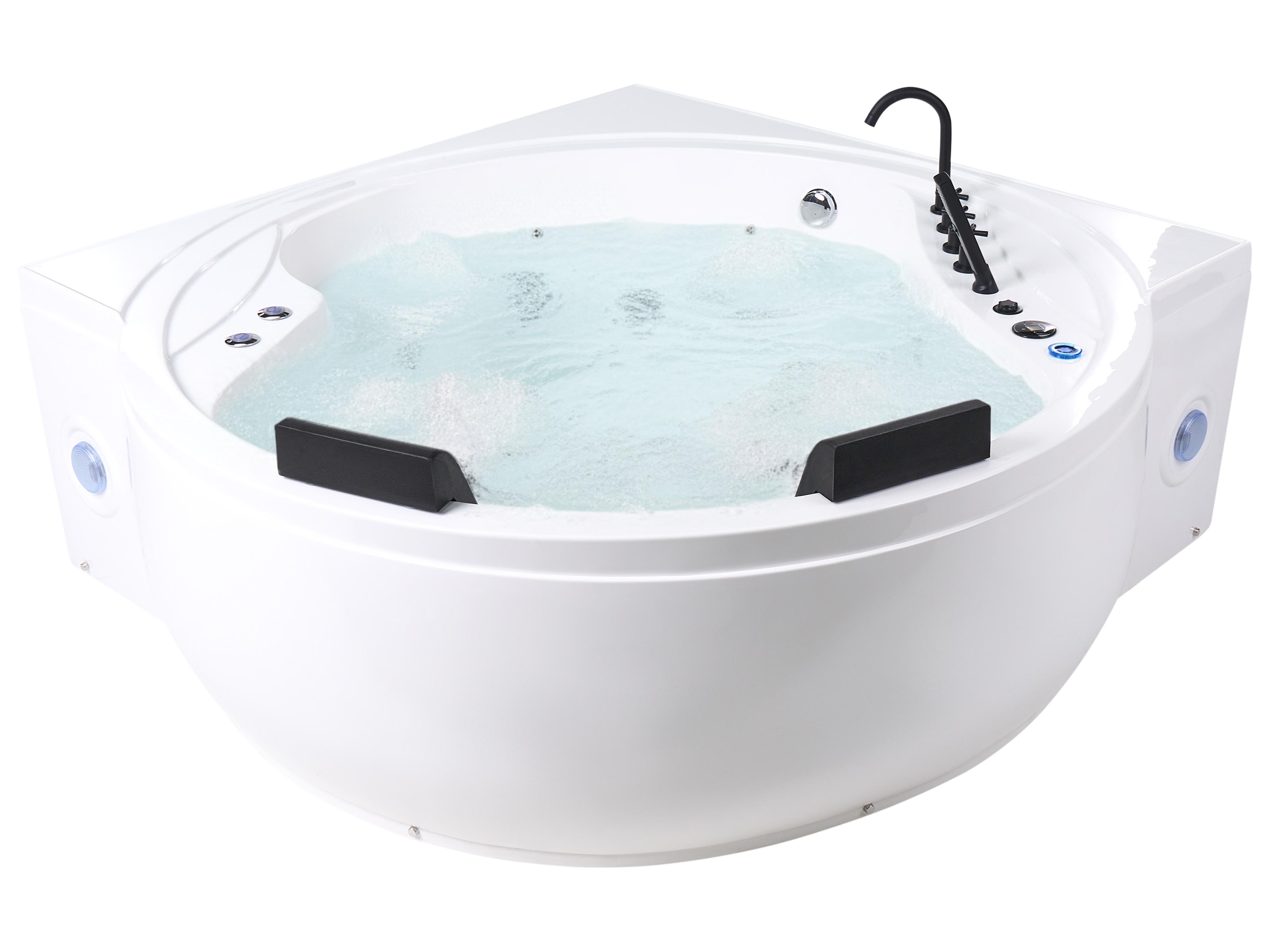 Hoek bubbelbad met LED MANRESA met ingebouwde Bluetooth speaker 225 x 160 cm Wit