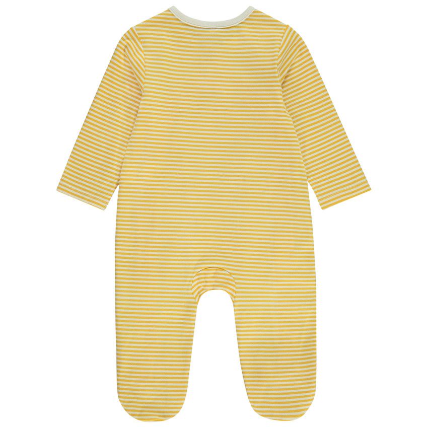 Dors-bien rayé avec print fantaisie tête de tigre pour bébé garçon - Ecru