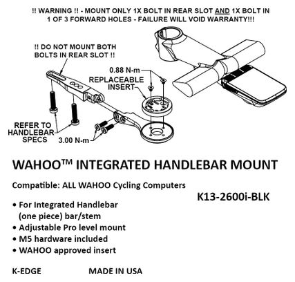 Support Guidon Déporté K-Edge IHS pour Wahoo Noir