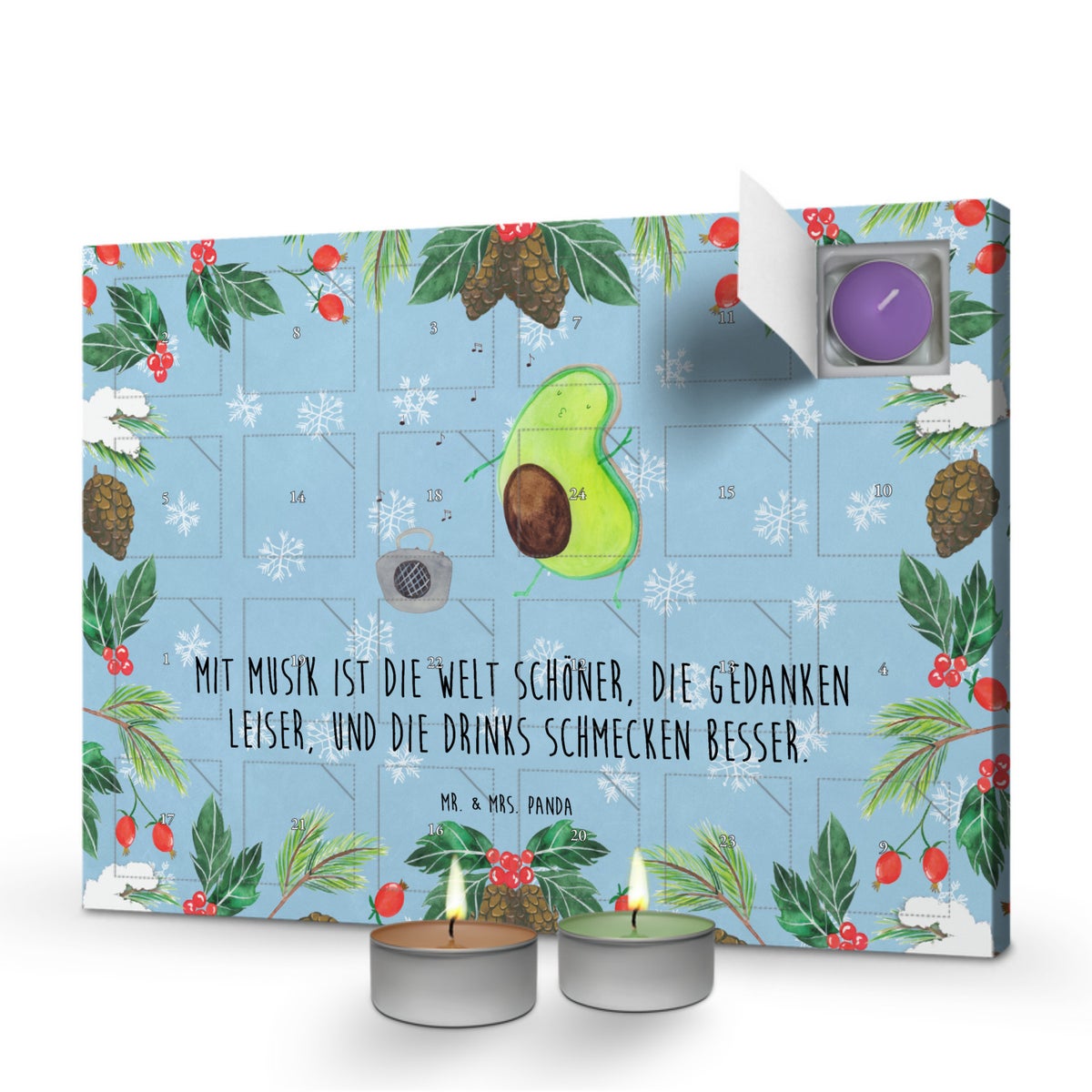 Mr. & Mrs. Panda Geurkaars Adventskalender Avocado Dansend - Pastelblauw