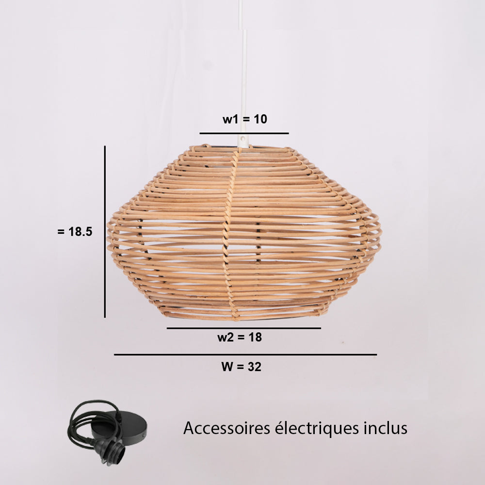 Abat-jour pour suspension - esteban - rotin - naturel - cezare - ø32cm