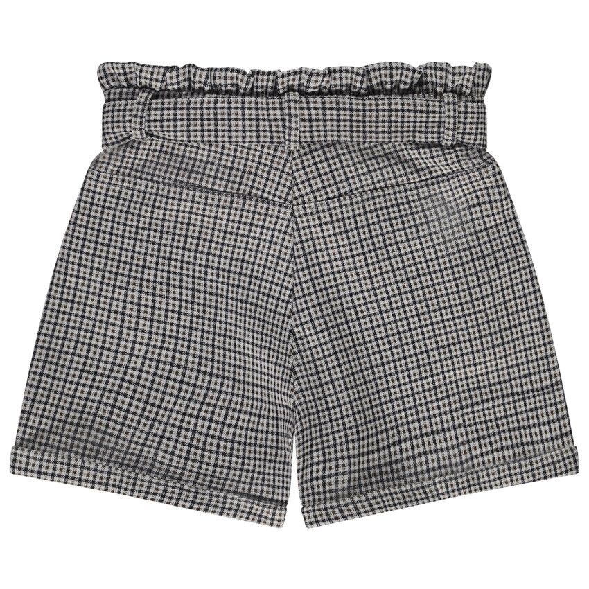 Short à carreaux avec ceinture pour fille - Ecru