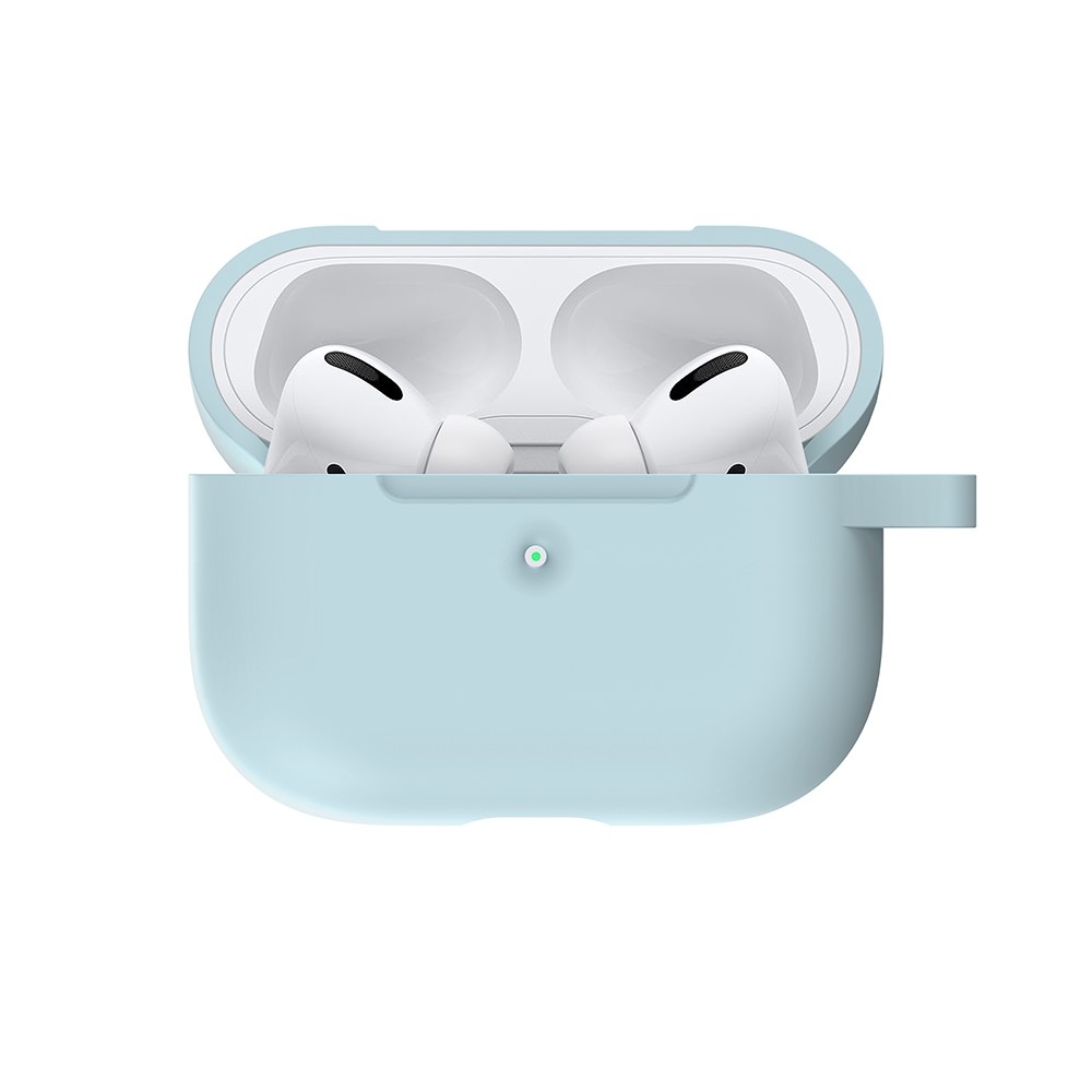AirPods Pro Silikon Case Schutzhülle Abdeckung mit Karabinerhaken - Hellblau