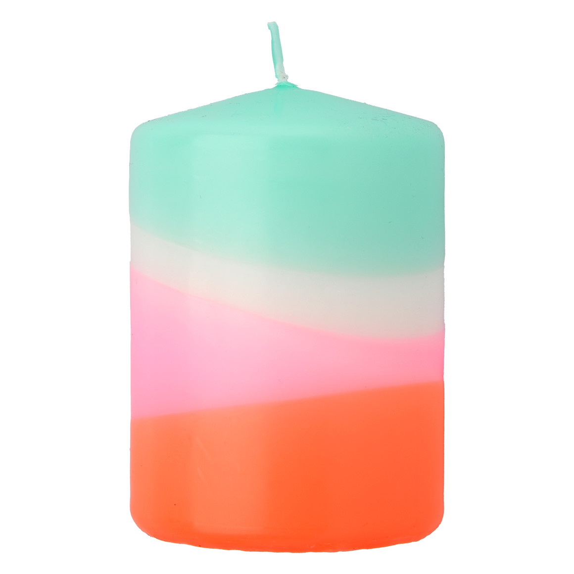 Kerze mit Farbverlauf neonorange / pink / helltürkis