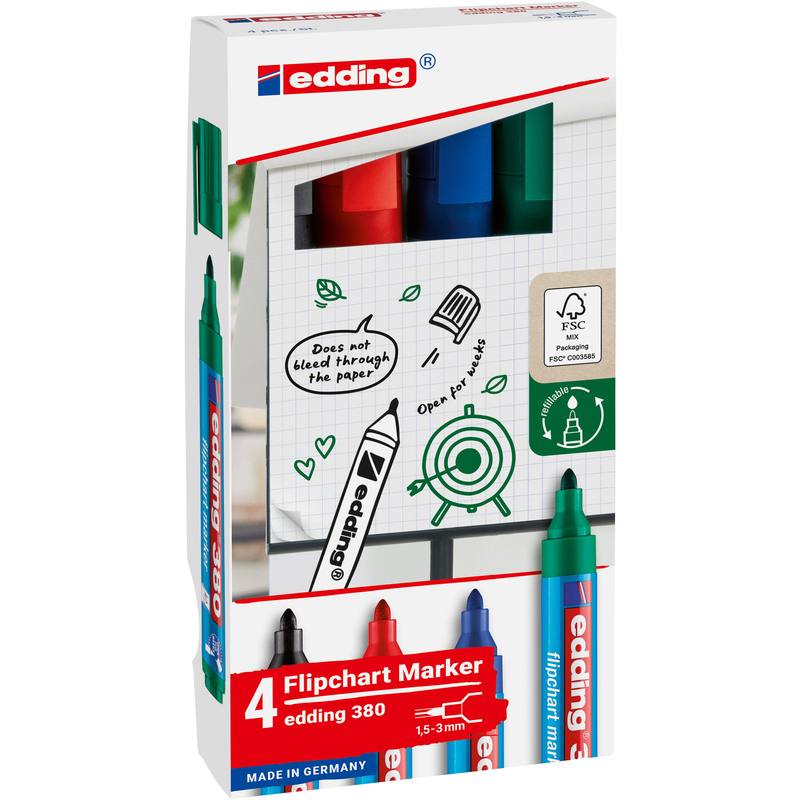 Edding Flipchart Marker 380, 4 Stück, assortiert