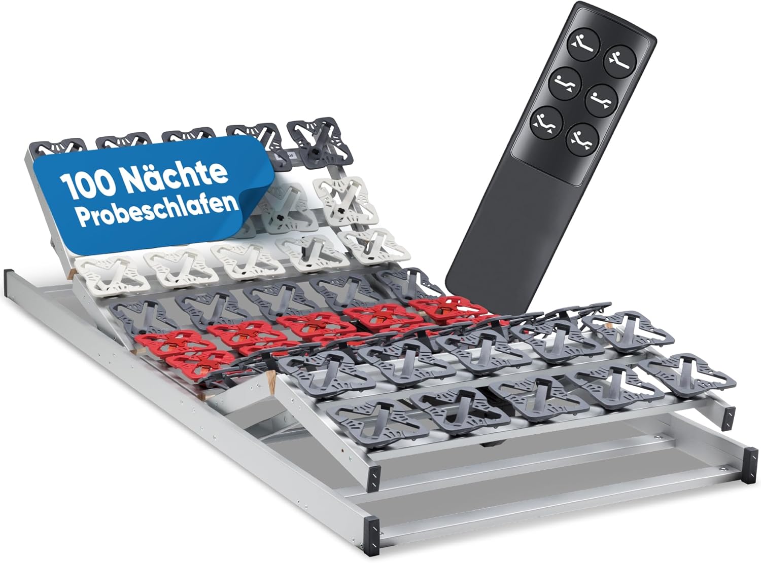 Wolke10 elektrischer Lattenrost 80x200 – Schlafen wie auf Wolken durch 55 Flexible Tellermodule – Perfekte Rücken & Beinposition – Lattenrost elektrisch verstellbar Made in Germany