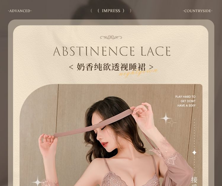 Femmu - Lingerieset: nachthemd + badjas + string + sjerp