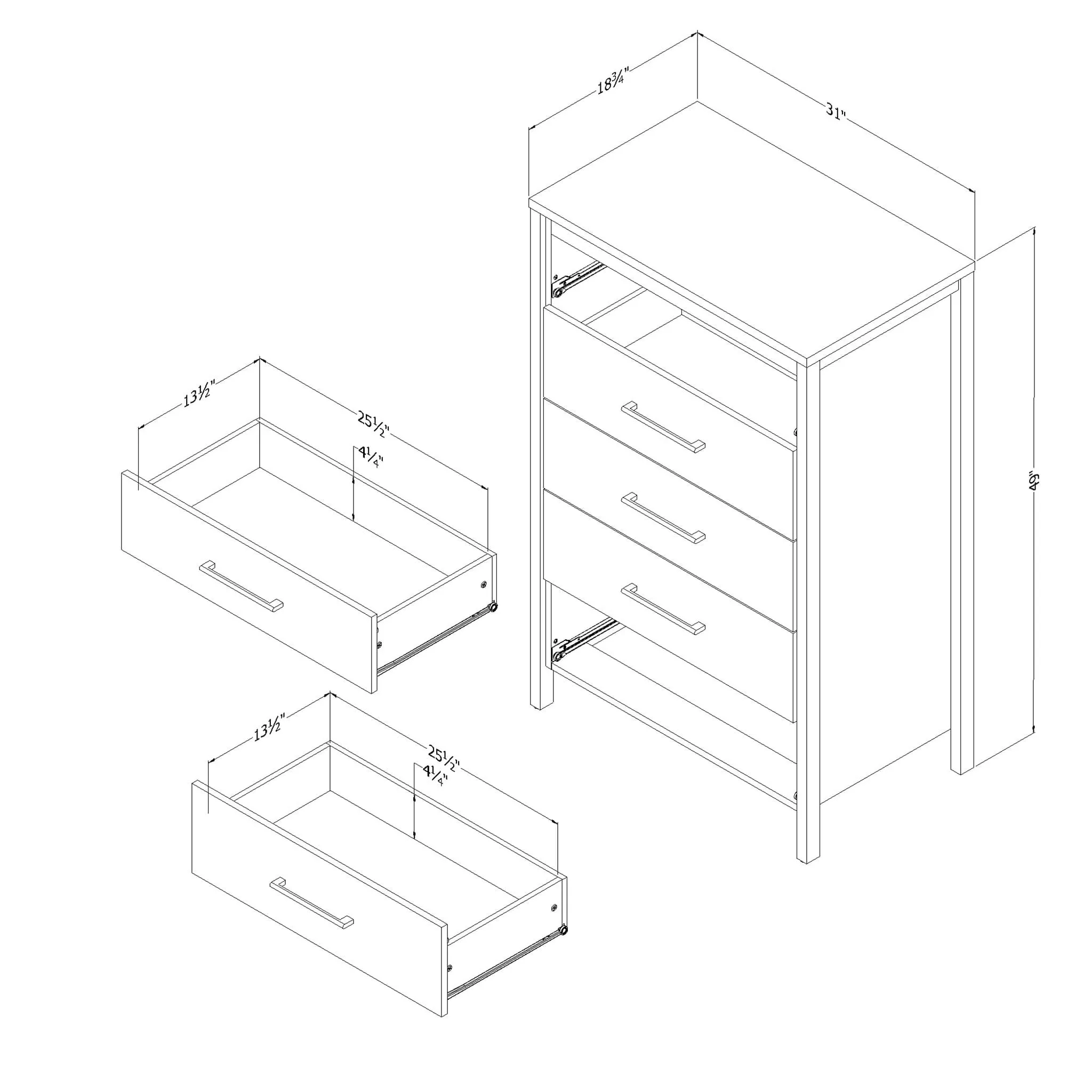 South Shore Commode 5 Tiroirs - Gravity Noir Antiqué
