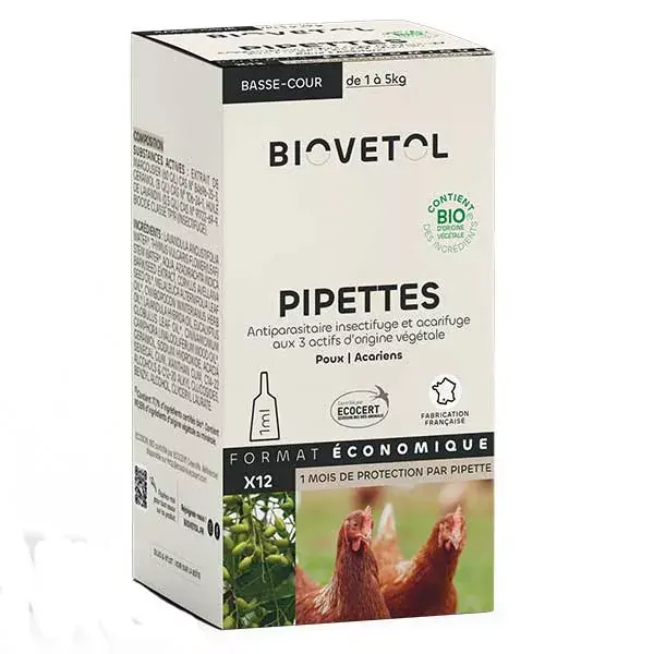Biovetol - Antiparasitaire - Pipettes basse-cour - 1ml (x12)