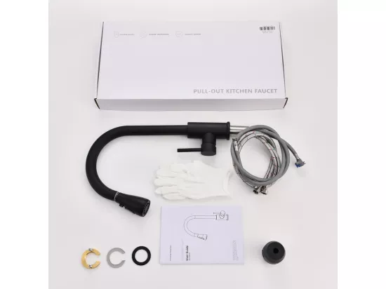 Mitigeur de Cuisine Noir avec Douchette Extractible Rotatif à 360 ° en Acier Inoxydable Robinet Cuisine d'Évier 2 Fonctions Mélangeur de Cuisine