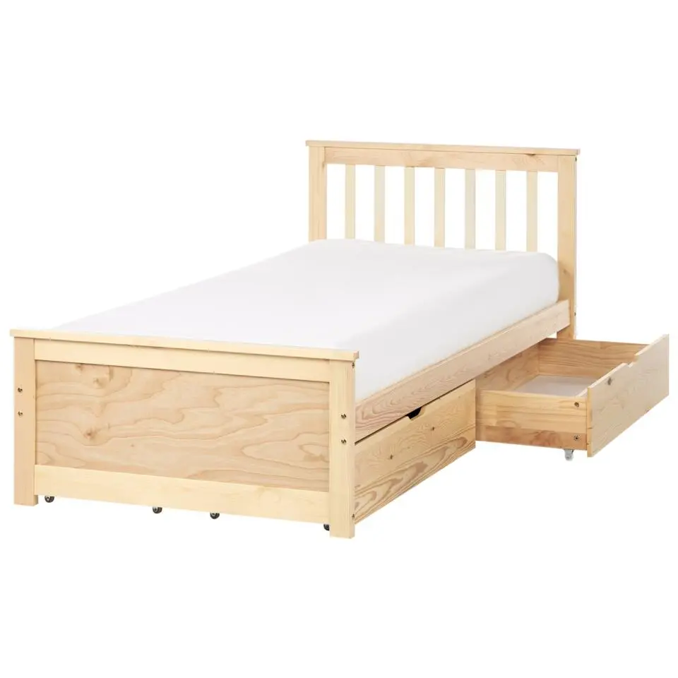 OLENDON - Bed met 4 lades - Lichtbruin - 90 x 200 cm - Dennenhout