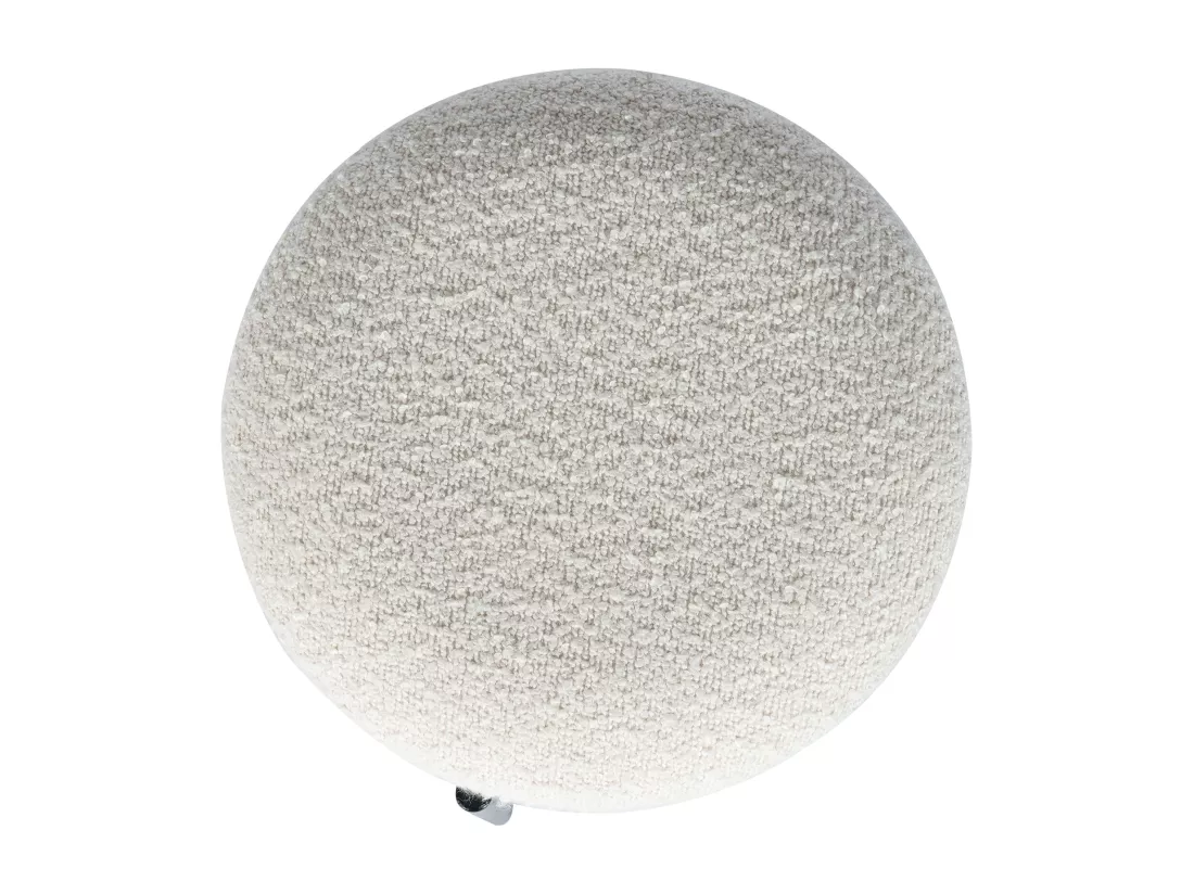 Tabouret bas coffre de rangement en tissu bouclette et métal noir - Crème - EZEL