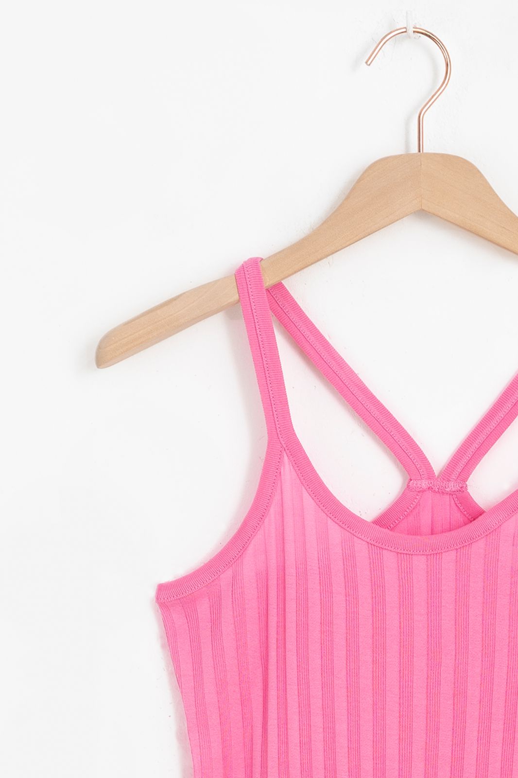 Roze rib singlet