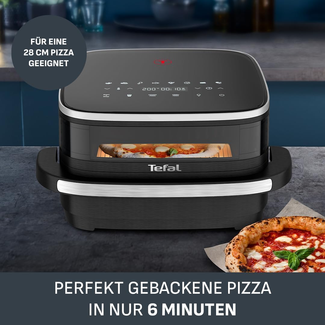 Tefal Easy Fry XL Surface Heißluftfritteuse – Airfryer mit Sichtfenster & XL-Garfläche (bis 1 kg), digitales Bedienfeld, Extra-Crisp, energieeffizient & schnell, antihaft, kompakt, Pizza Ofen FW4018