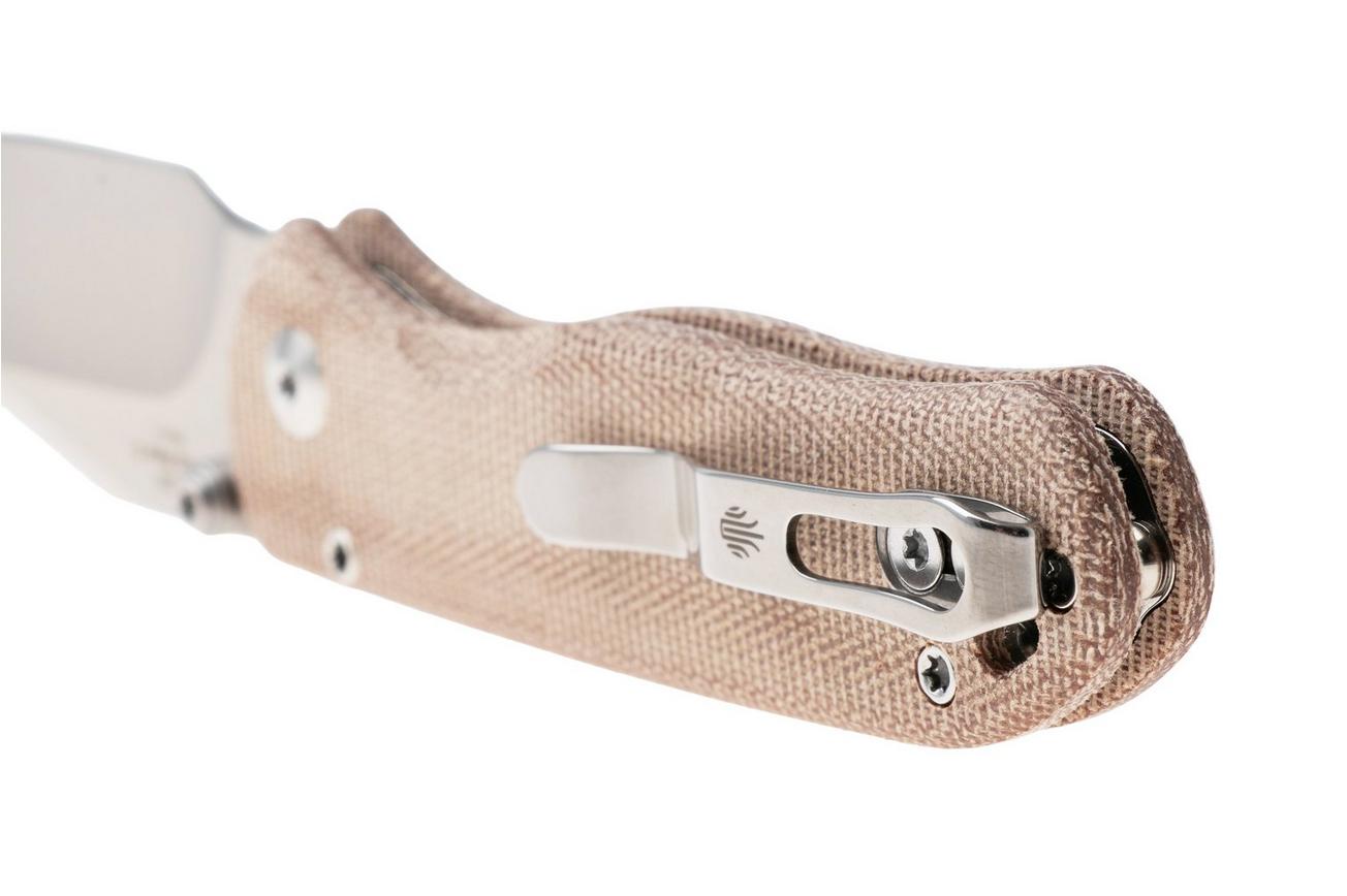 Kizer Vanguard Drop Bear 2, V3619-2CC1 Satin Nitro-V, Brown Micarta, zakmes, Azo design