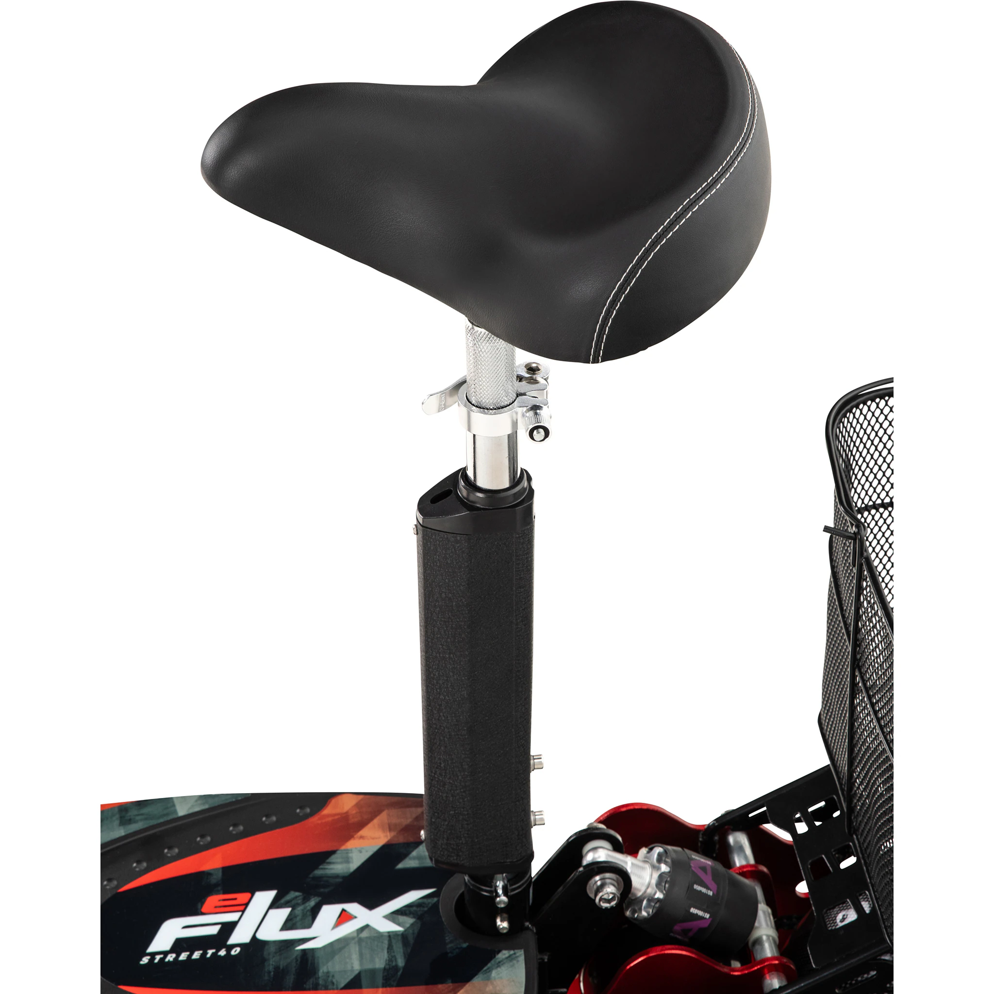 eFlux Street 40, E-Scooter mit Straßenzulassung, 35 km/h, 800 Watt, mit Sitz, Gepäck-Korb, klappbar (Schwarz)