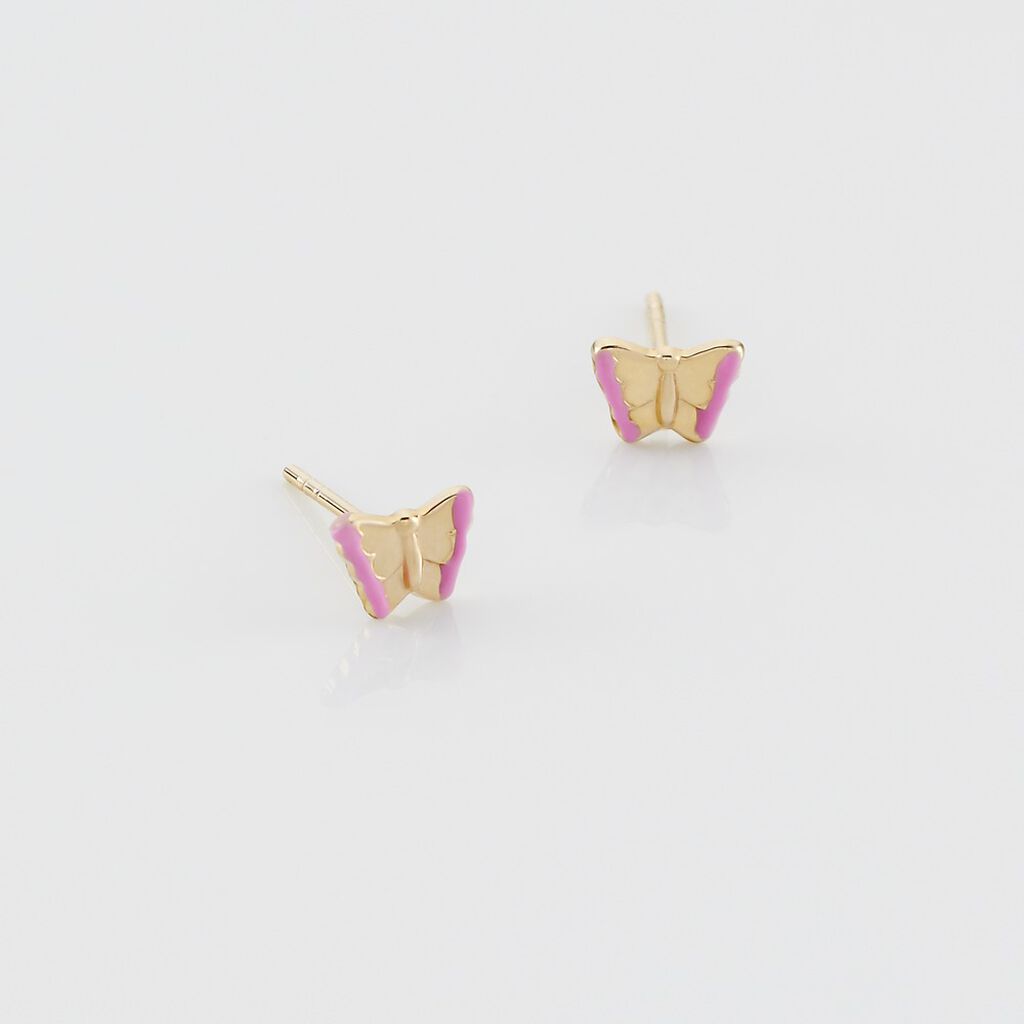 Boucles D'oreilles Puces Bartholomée Papillon Or Jaune