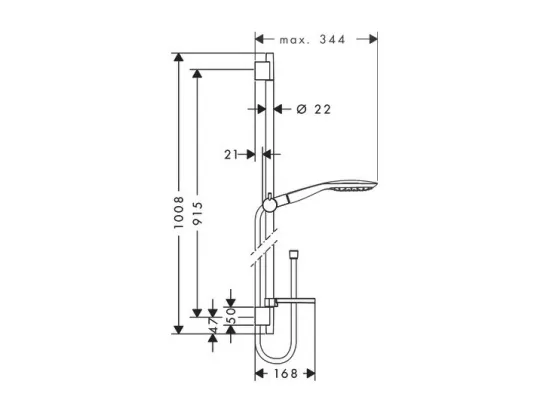 Set de douche 150 3jet avec barre Unica'S puro 90 cm et porte-savon chromé Hansgrohe Raindance Select E
