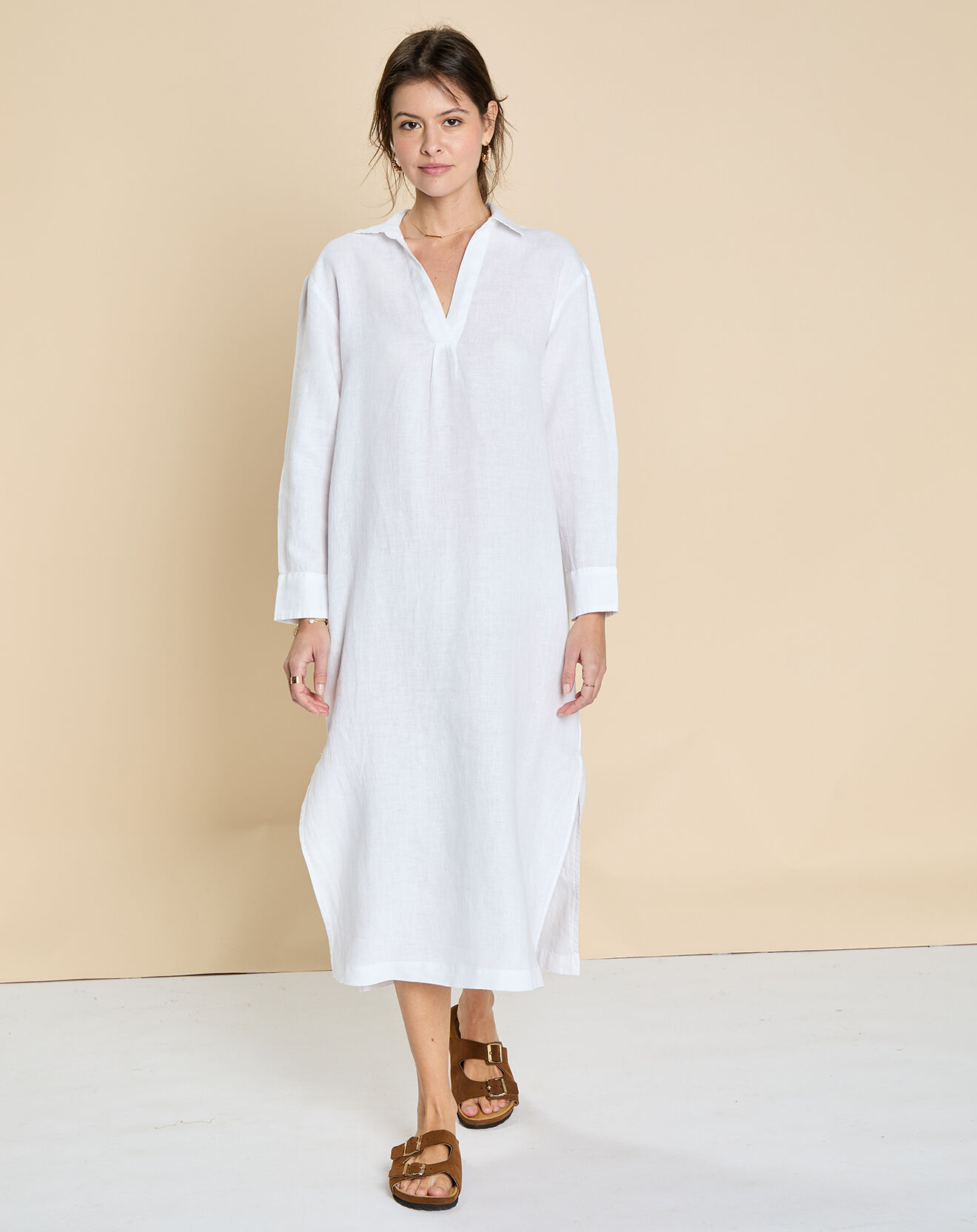 Harris Wilson Robe 100% Lin Elinda blanche