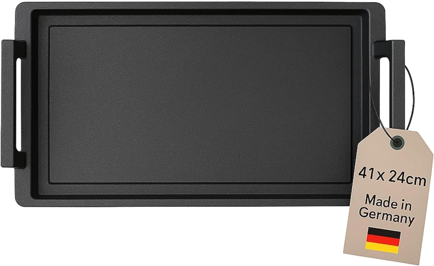 Lieblingspfanne Teppanyaki Grillplatte 41x24 cm I mit Seitengriffen I glatte antihaftbeschichtete Plancha aus Aluminium Guss für alle Herdarten inkl. Induktion & Backofen