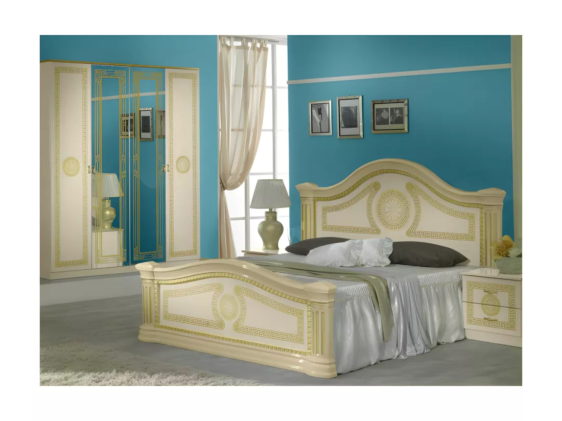 Chambre complète 160x200 Beige/Doré - BLAIR