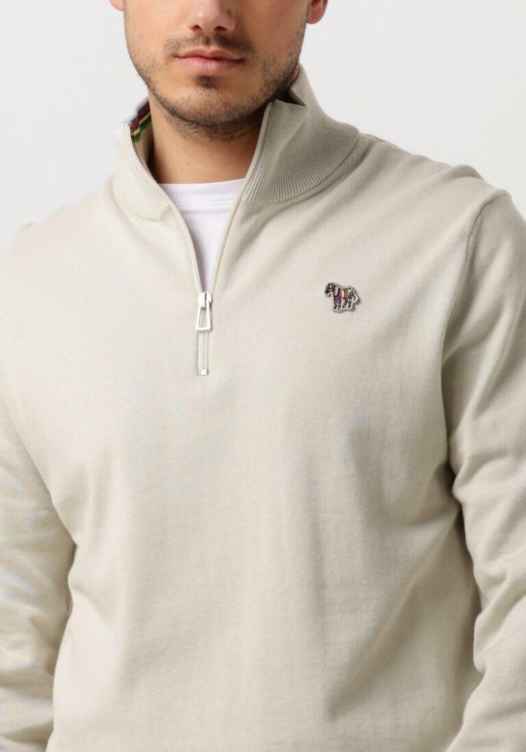 PS PAUL SMITH lichtgrijze ps paul smith trui mens sweater zip neck zeb bad